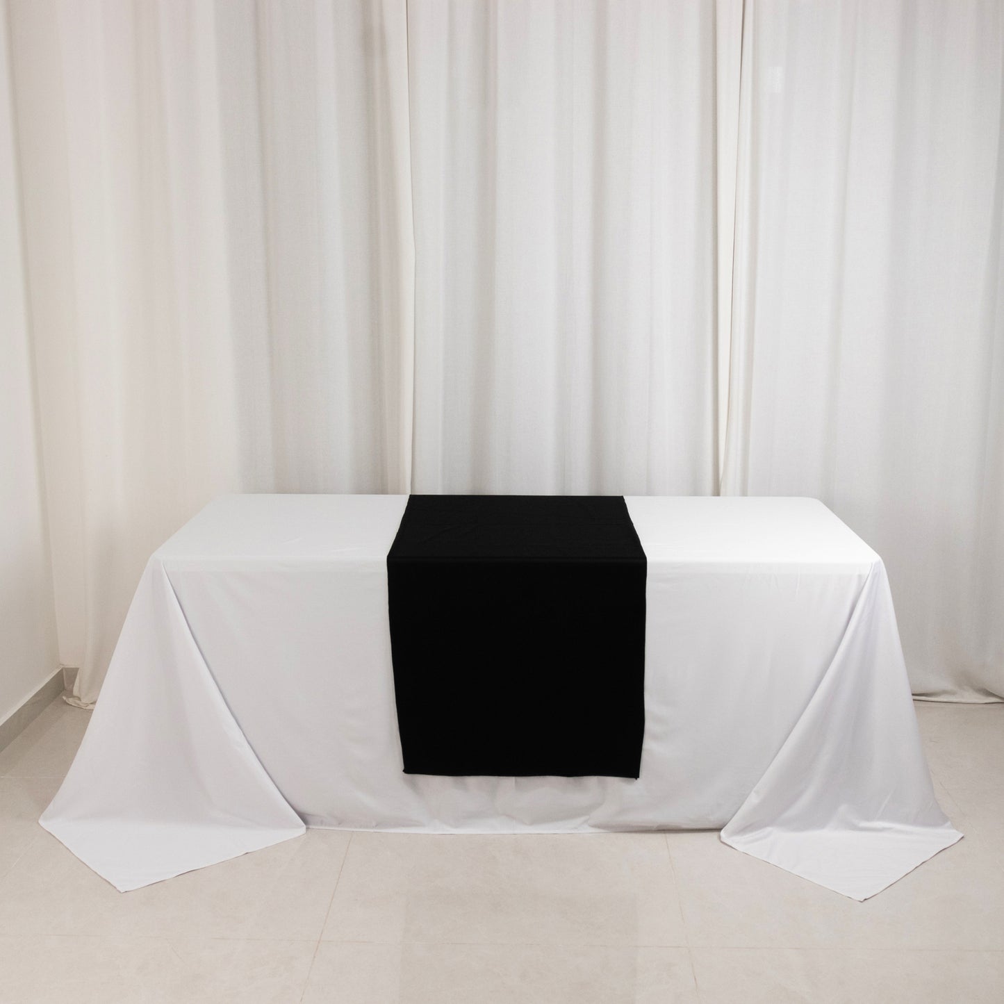 Black Wide Premium Polyester Table Runner, Printable Sublimation Blank Banner - 24"x72"