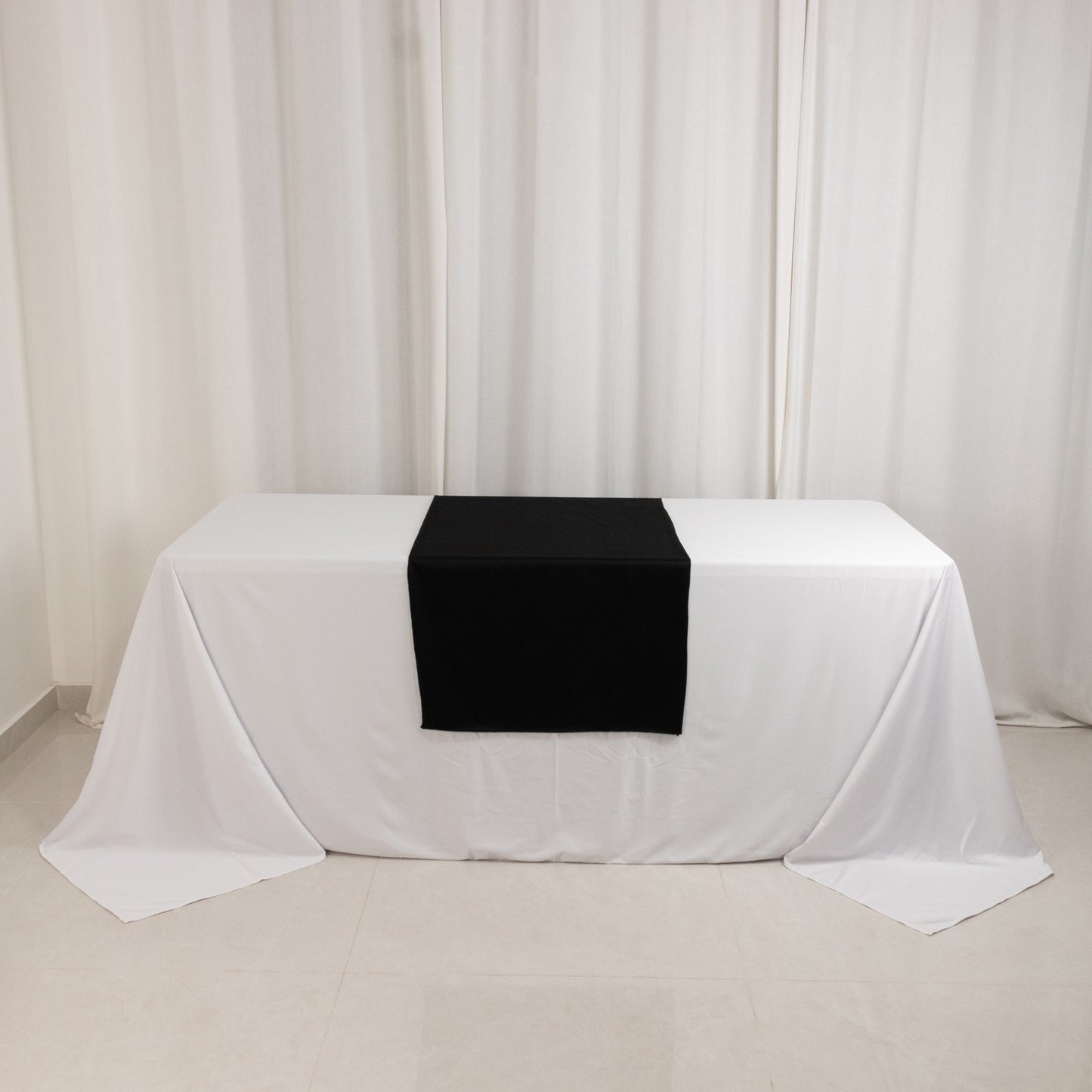 Black Wide Premium Polyester Table Runner, Printable Sublimation Blank Banner - 24"x72"