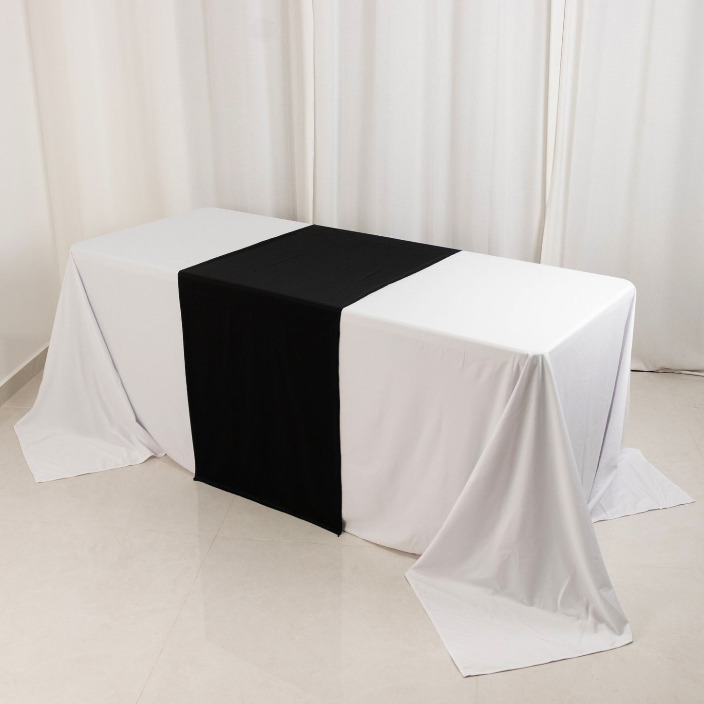 Black Wide Premium Polyester Table Runner, Printable Sublimation Blank Banner - 24"x72"