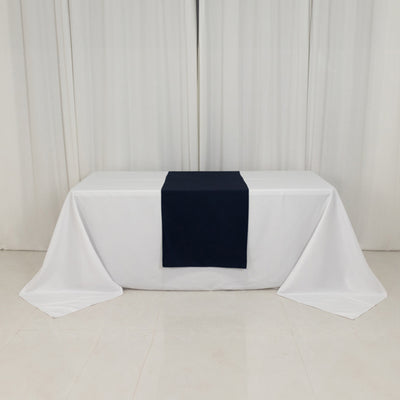 Premium Navy Blue Wide Polyester Table Runner