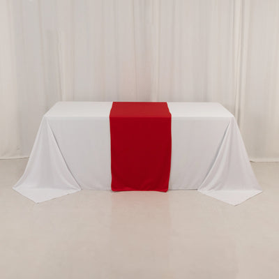 Premium Red Wide Polyester Table Runner