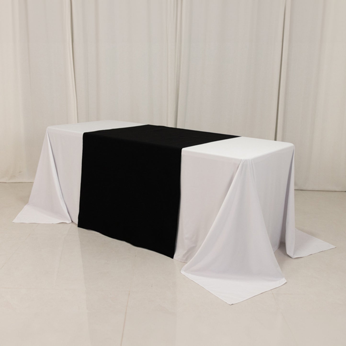 Black Wide Premium Polyester Table Runner, Printable Sublimation Blank Banner - 36"x72"