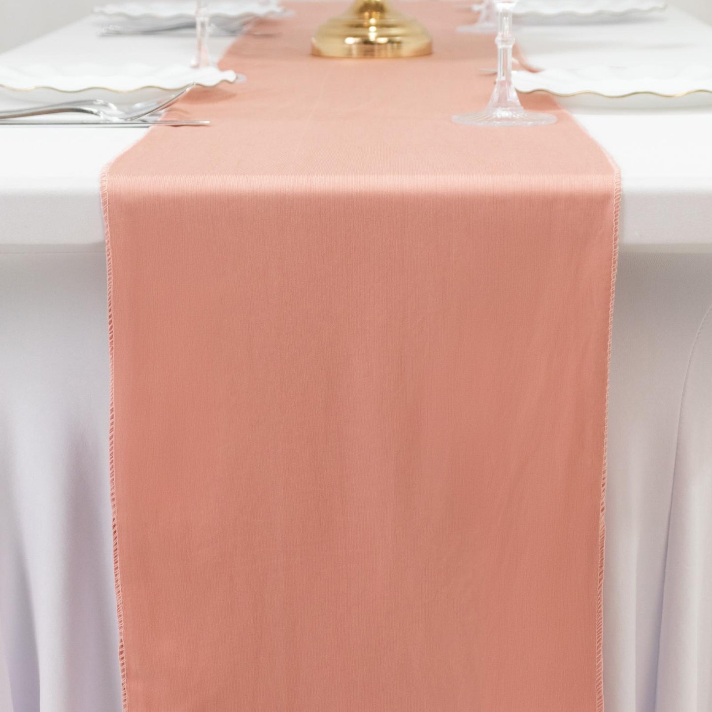 Dusty Rose Scuba Polyester Table Runner, Wrinkle Free Table Linen - 12"x108"
