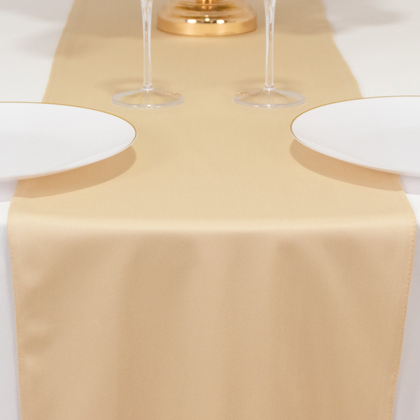 Beige Scuba Polyester Table Runner, Wrinkle Free Table Linen - 12"x108"