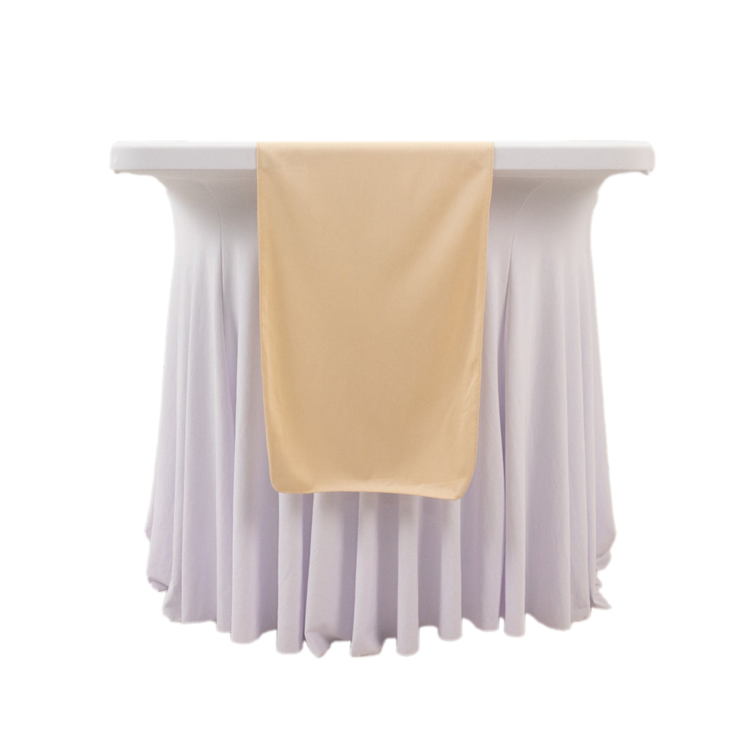 Beige Scuba Polyester Table Runner, Wrinkle Free Table Linen - 12"x108"