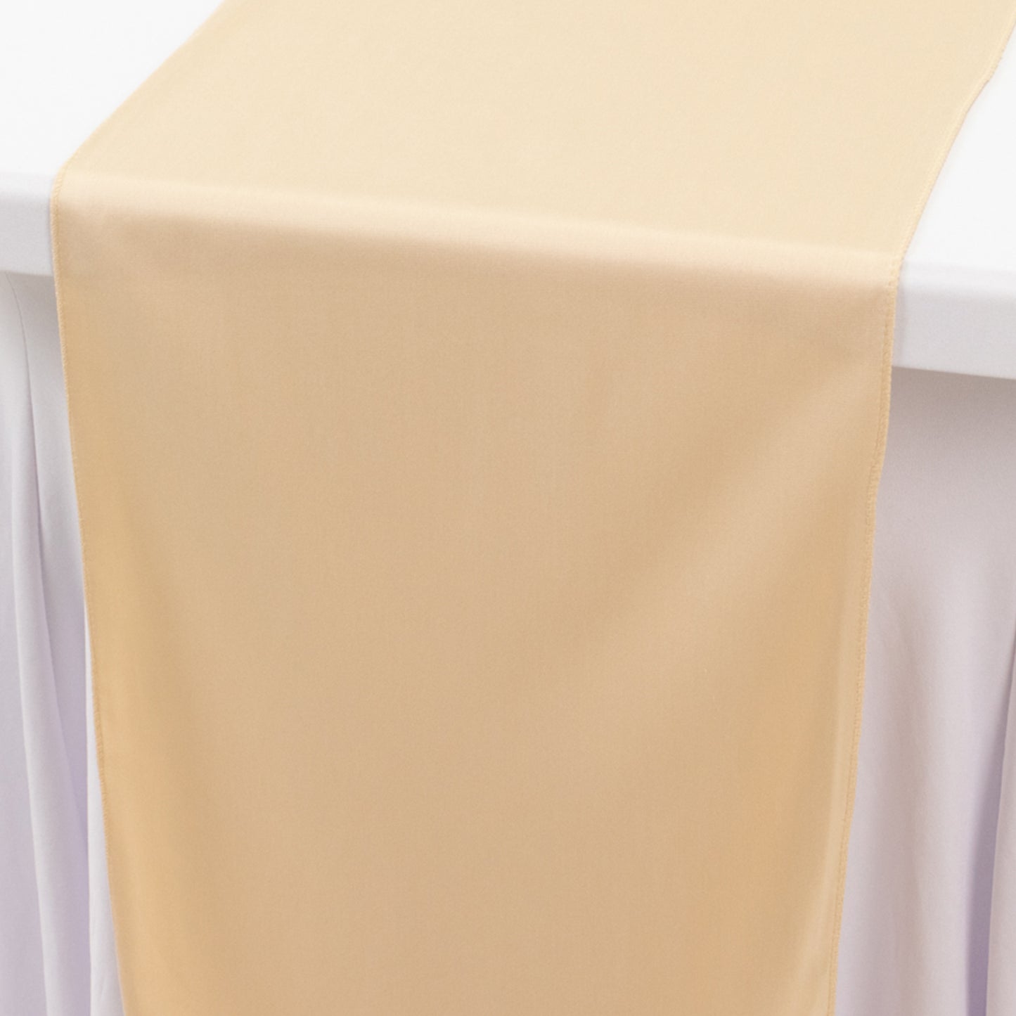 Beige Scuba Polyester Table Runner, Wrinkle Free Table Linen - 12"x108"