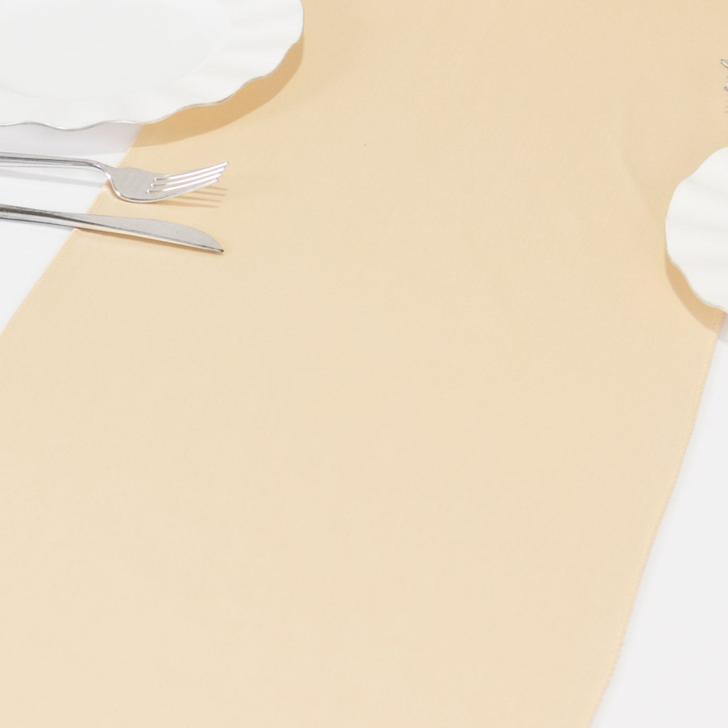 Beige Scuba Polyester Table Runner, Wrinkle Free Table Linen - 12"x108"