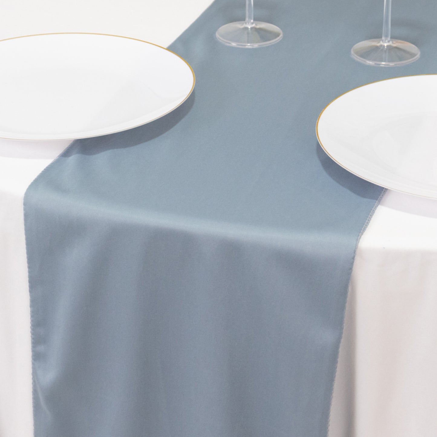 Dusty Blue Premium Scuba Polyester Table Runner, Wrinkle Free Table Linen - 12"x108"