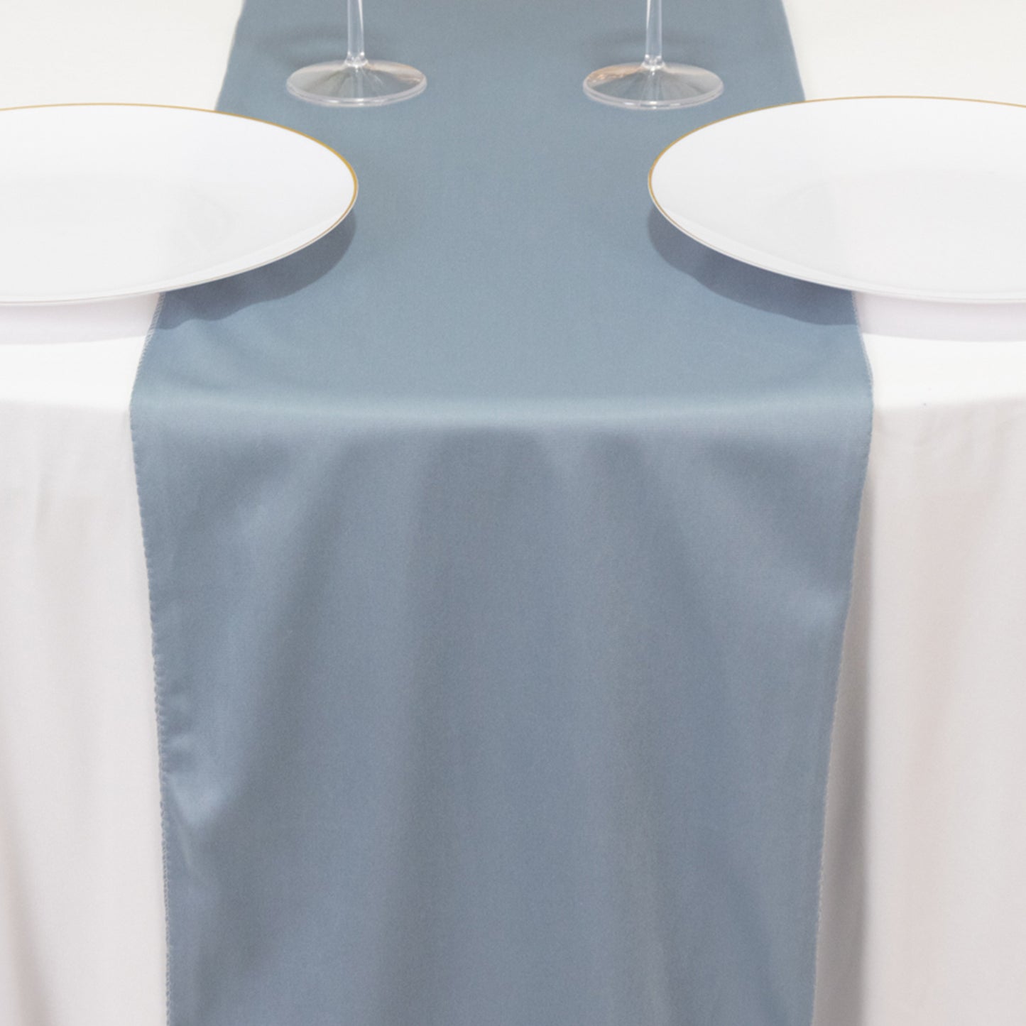 Dusty Blue Premium Scuba Polyester Table Runner, Wrinkle Free Table Linen - 12"x108"