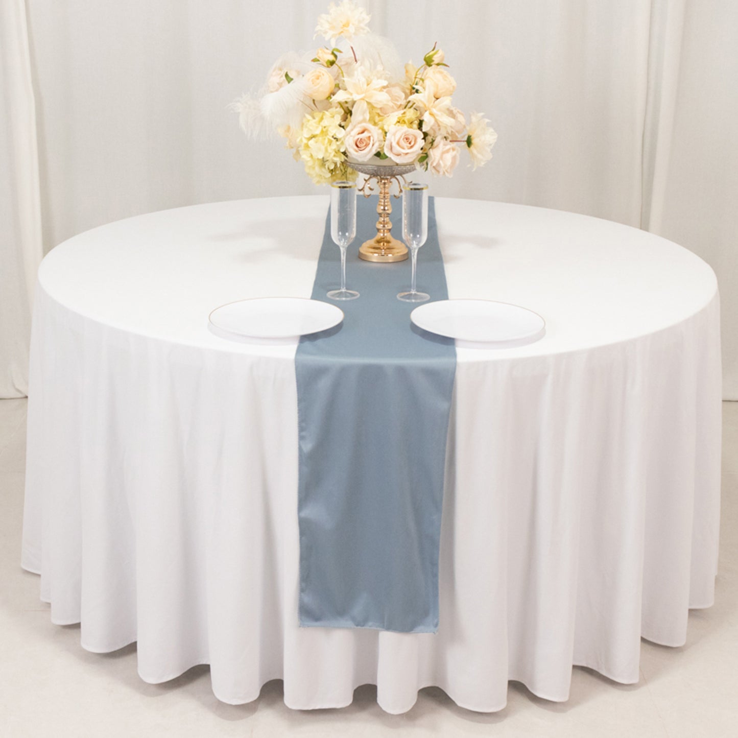 Dusty Blue Premium Scuba Polyester Table Runner, Wrinkle Free Table Linen - 12"x108"