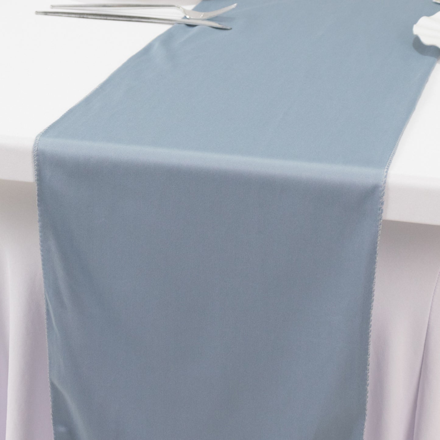 Dusty Blue Premium Scuba Polyester Table Runner, Wrinkle Free Table Linen - 12"x108"