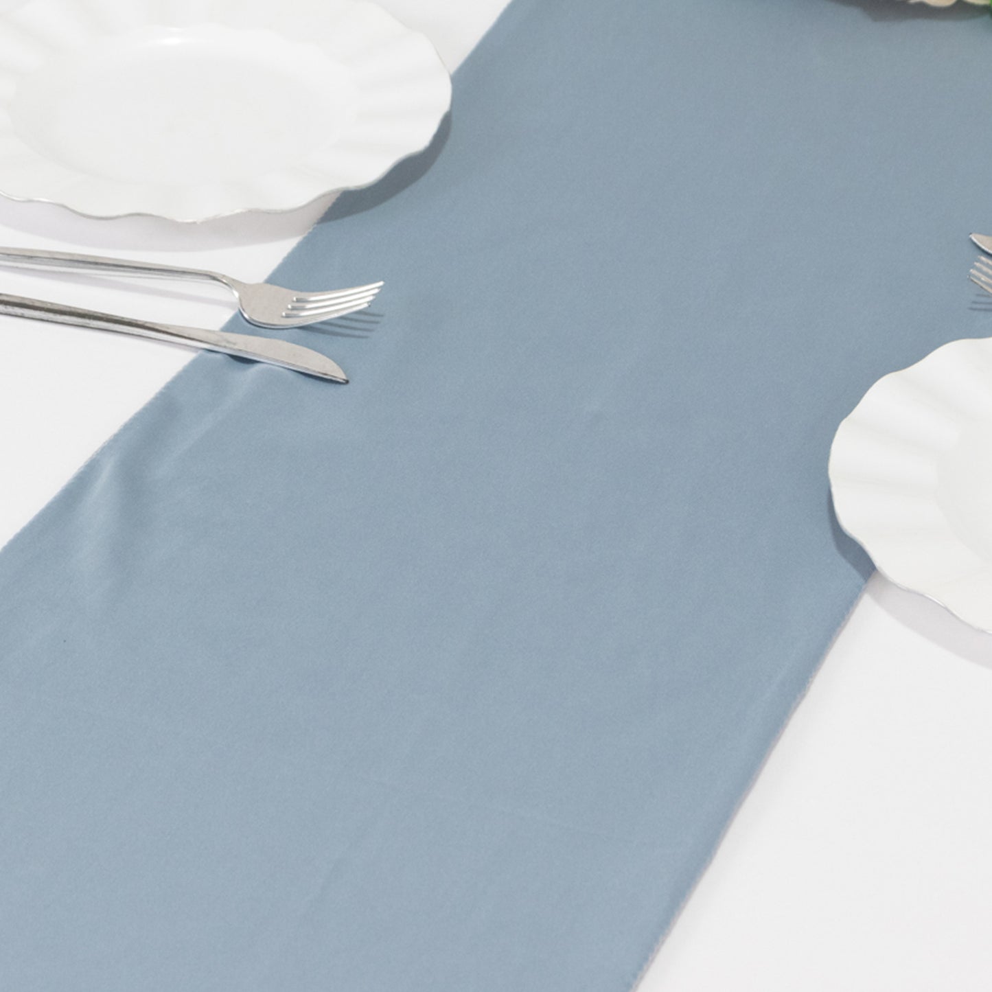 Dusty Blue Premium Scuba Polyester Table Runner, Wrinkle Free Table Linen - 12"x108"