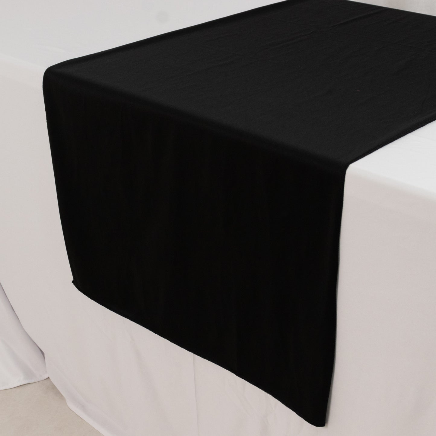 Black Scuba Polyester Wide Table Runner, Wrinkle Free Trade Show Table Runner - 24"x72"