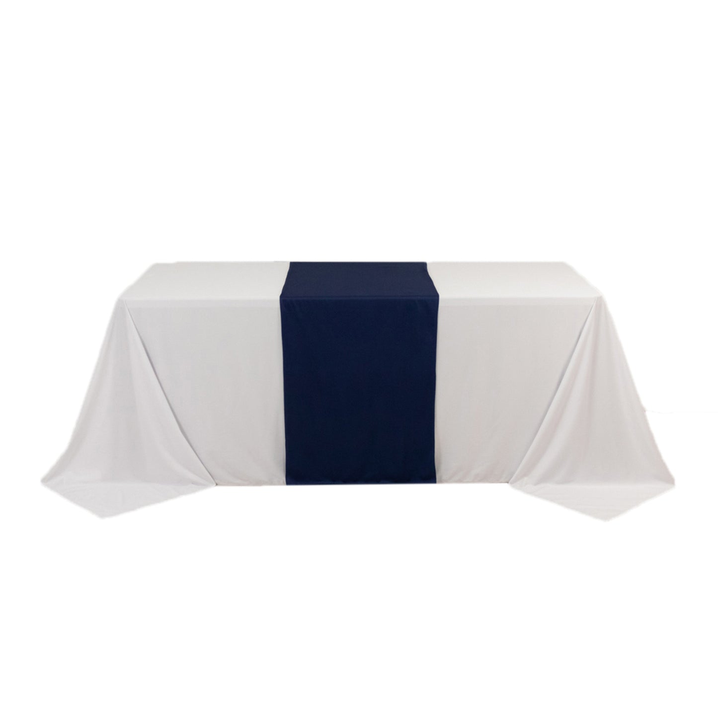 Navy Blue Premium Scuba Polyester Wide Table Runner, Wrinkle Free Trade Show Table Runner - 24"x72"