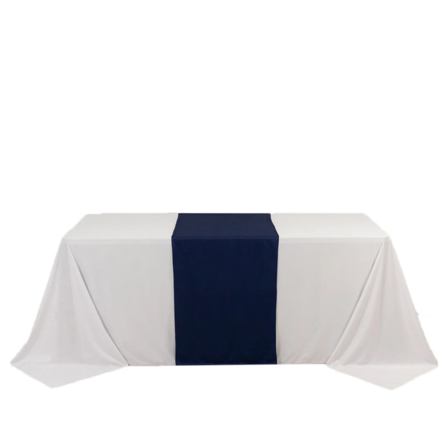 Navy Blue Scuba Polyester Wide Table Runner, Wrinkle Free Trade Show Table Runner - 24"x72"