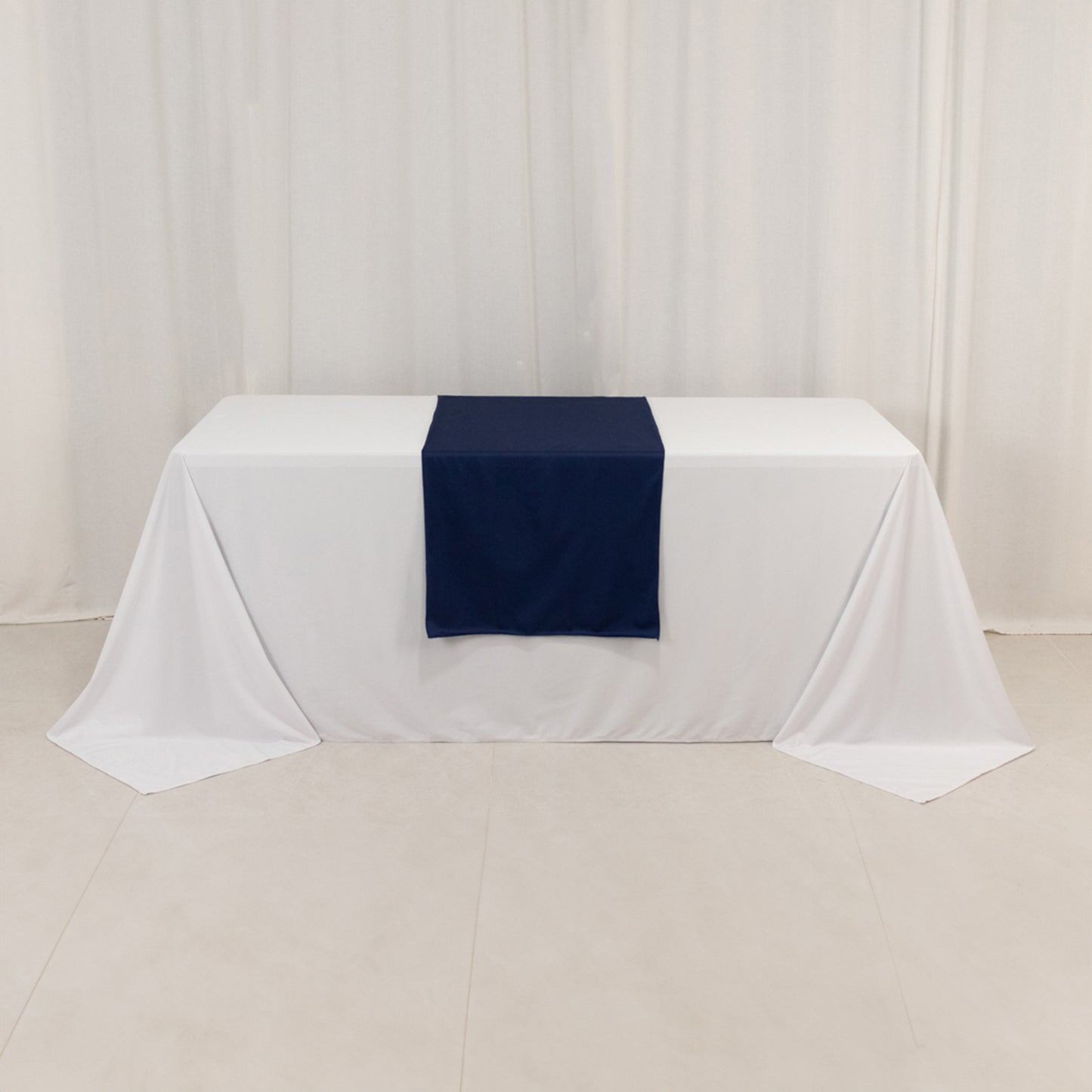 Navy Blue Scuba Polyester Wide Table Runner, Wrinkle Free Trade Show Table Runner - 24"x72"
