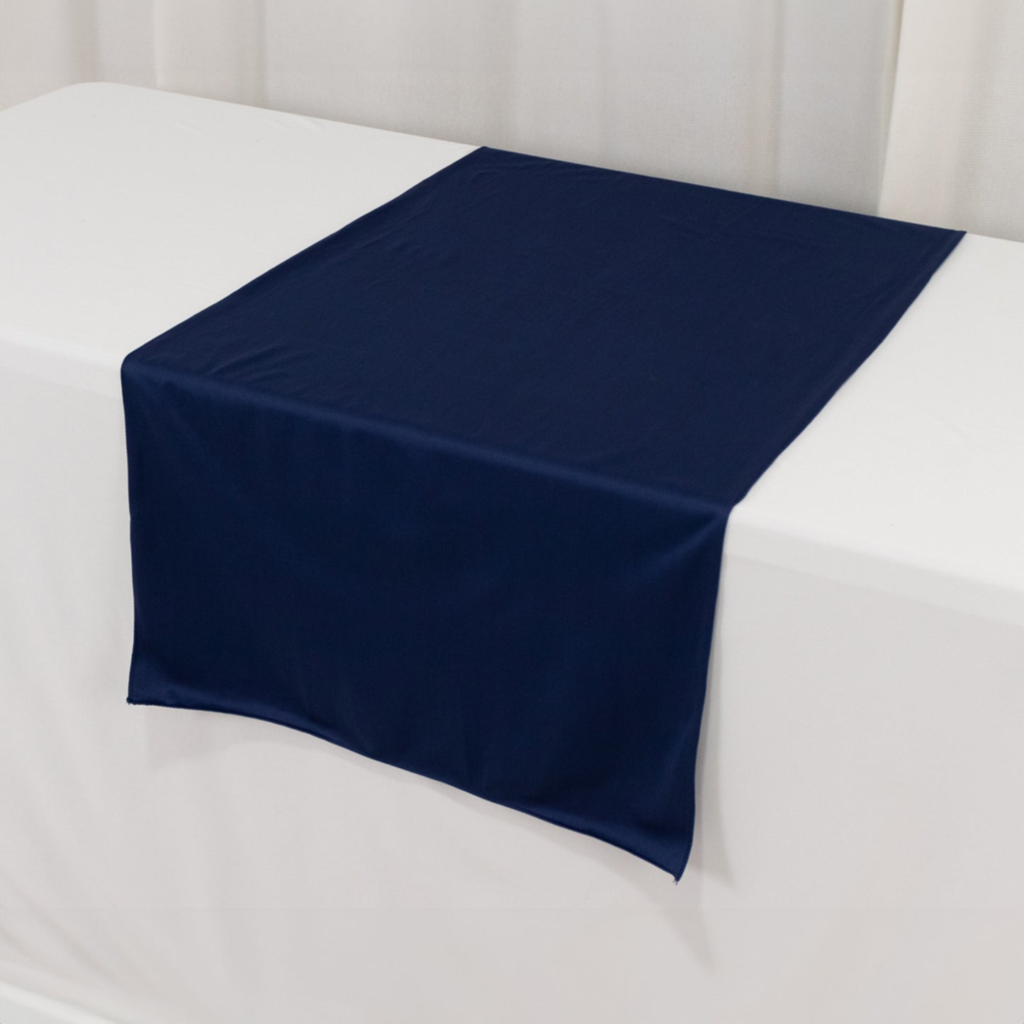 Navy Blue Scuba Polyester Wide Table Runner, Wrinkle Free Trade Show Table Runner - 24"x72"