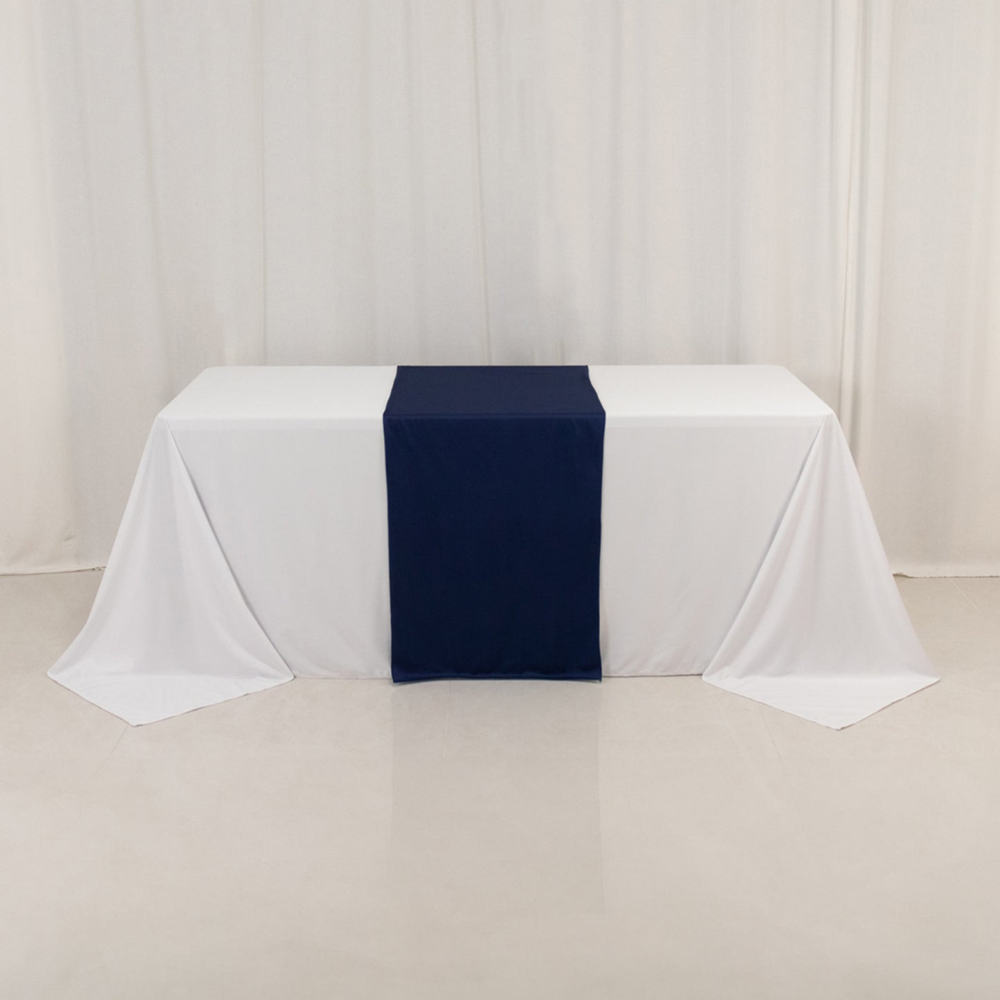 Navy Blue Scuba Polyester Wide Table Runner, Wrinkle Free Trade Show Table Runner - 24"x72"