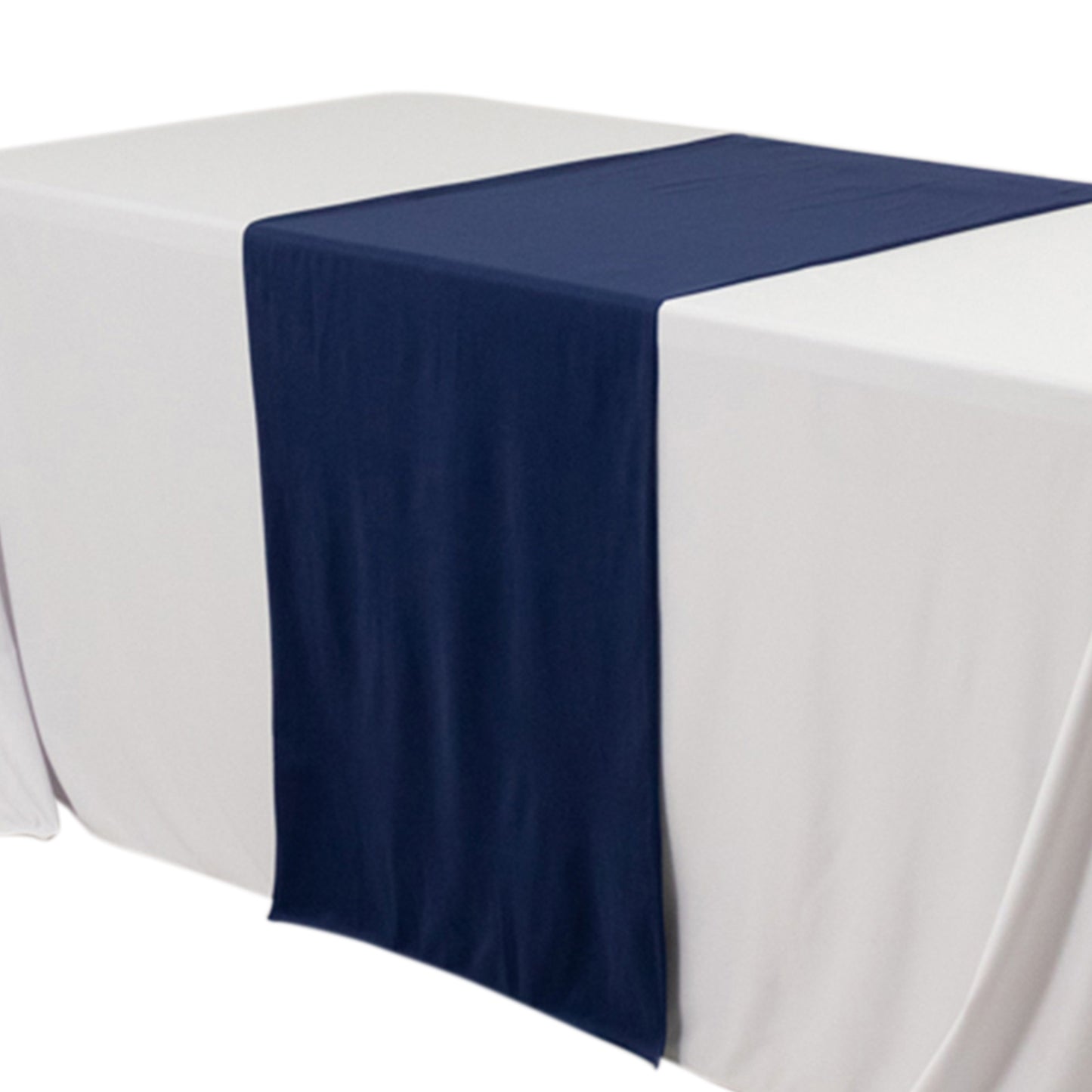 Navy Blue Scuba Polyester Wide Table Runner, Wrinkle Free Trade Show Table Runner - 24"x72"