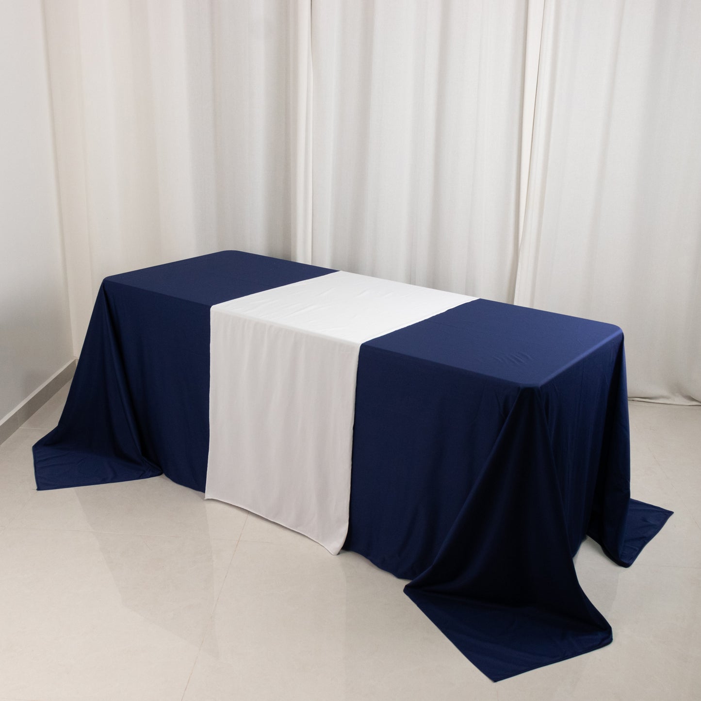 White Premium Scuba Polyester Wide Table Runner, Wrinkle Free Trade Show Table Runner - 24"x72"