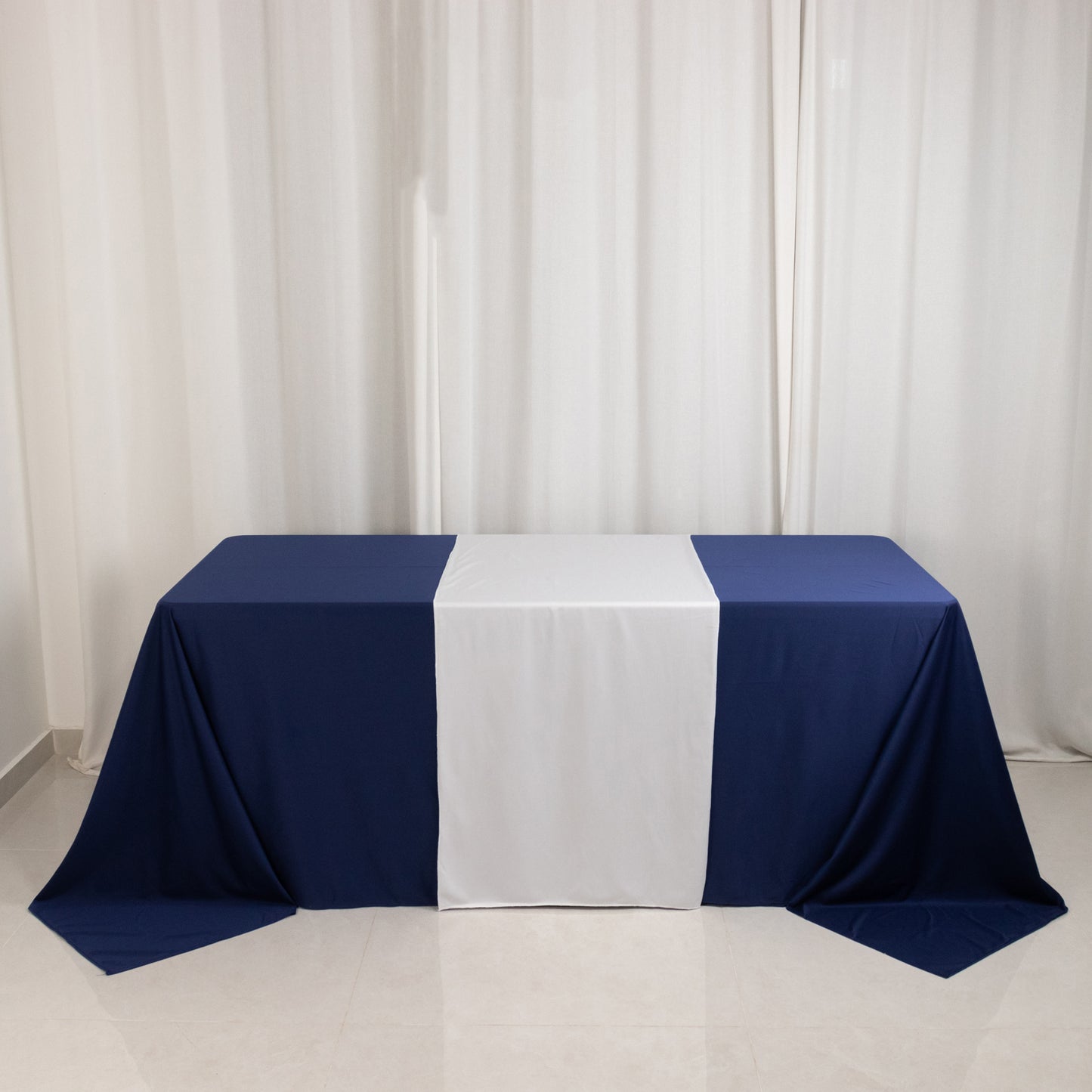 White Premium Scuba Polyester Wide Table Runner, Wrinkle Free Trade Show Table Runner - 24"x72"