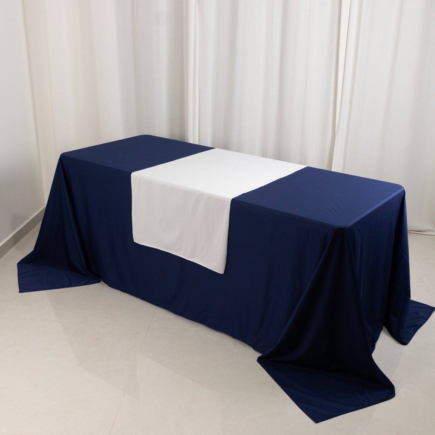 White Premium Scuba Polyester Wide Table Runner, Wrinkle Free Trade Show Table Runner - 24"x72"