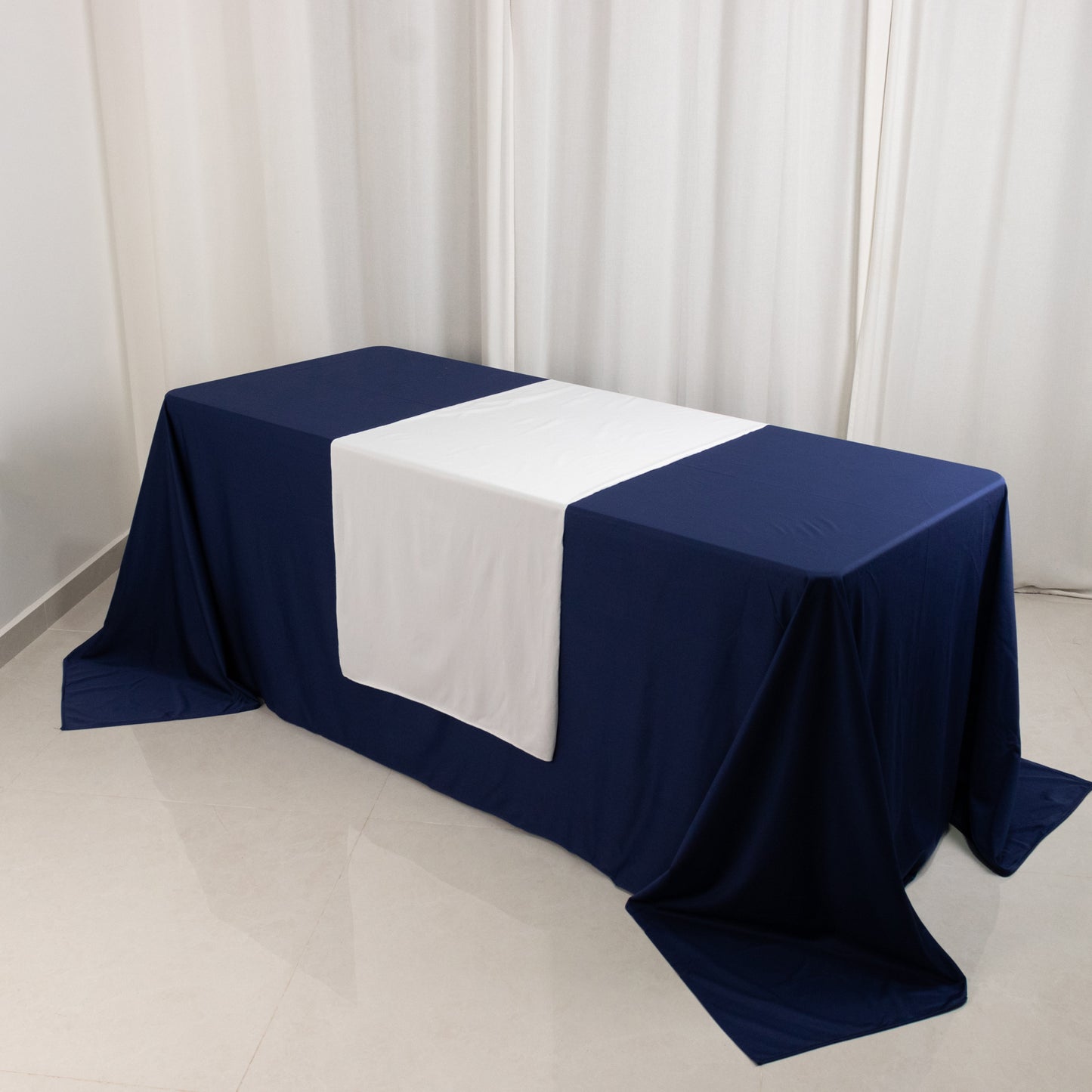 White Premium Scuba Polyester Wide Table Runner, Wrinkle Free Trade Show Table Runner - 24"x72"