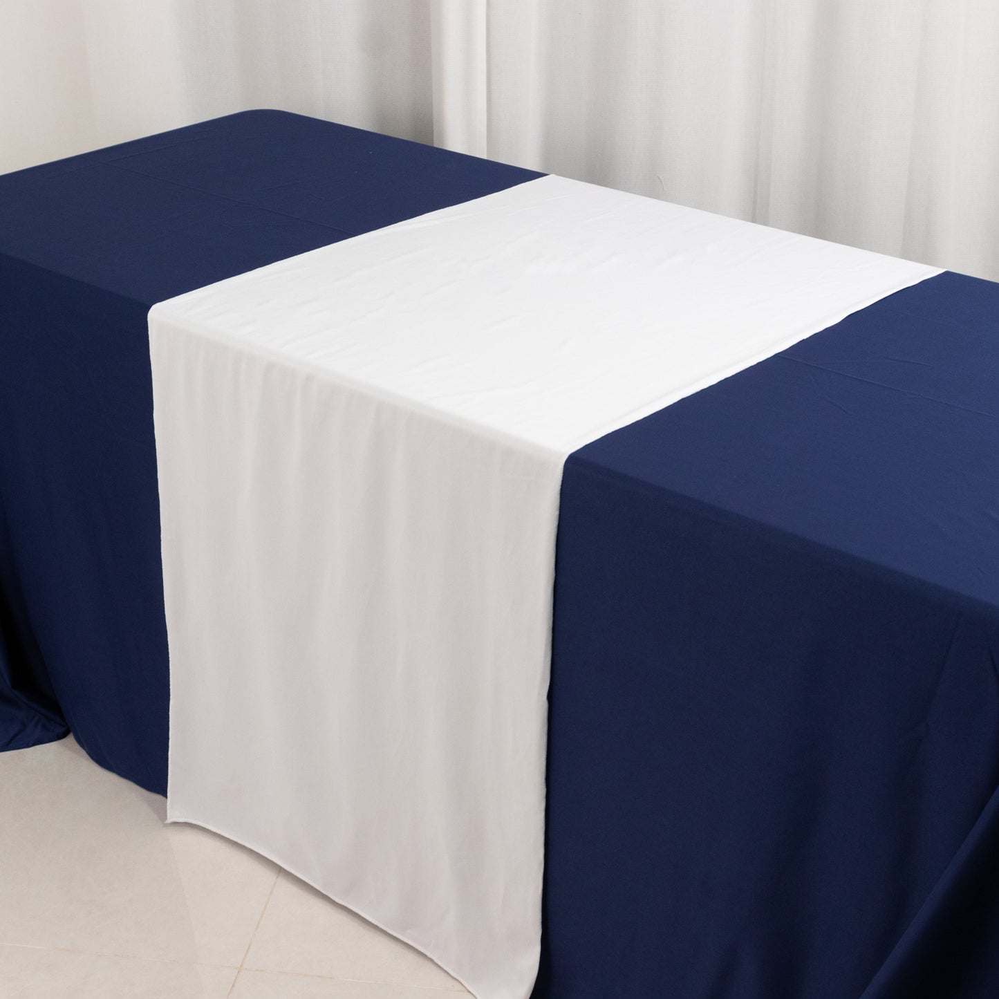 White Premium Scuba Polyester Wide Table Runner, Wrinkle Free Trade Show Table Runner - 24"x72"