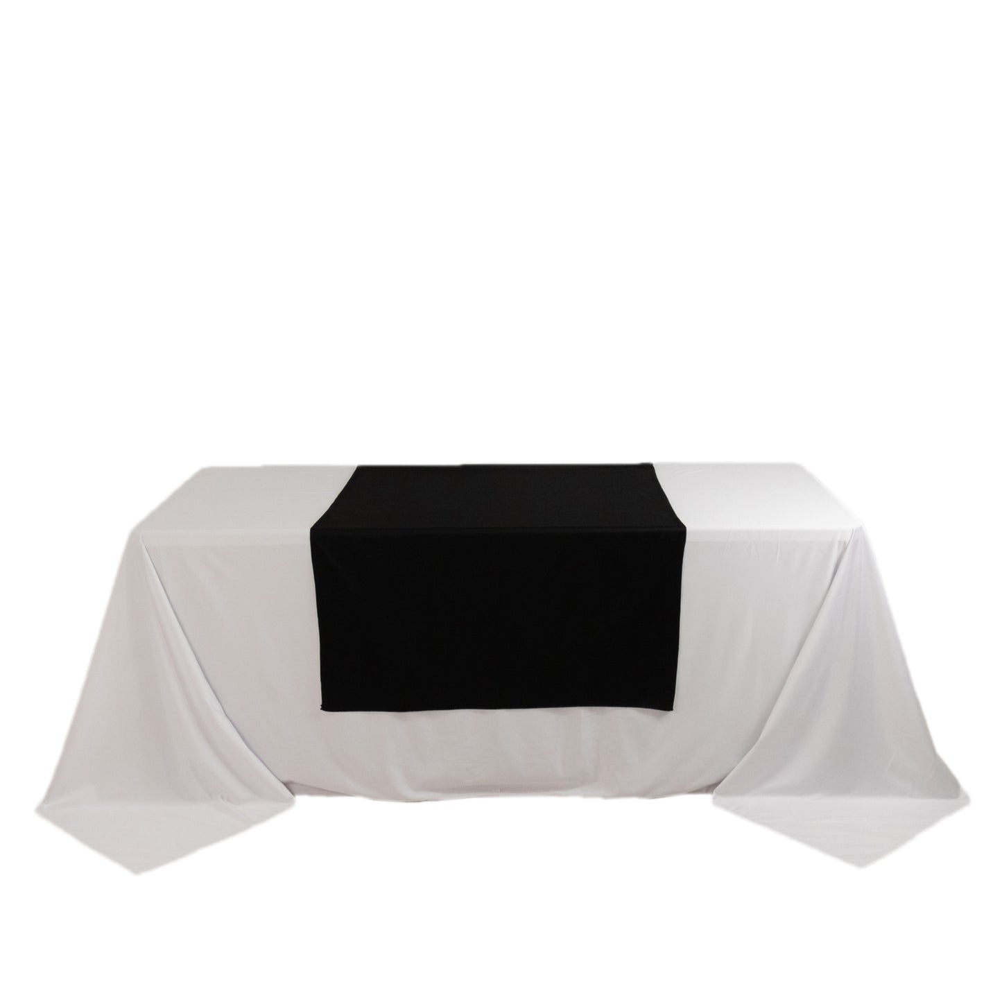 Black Premium Scuba Polyester Wide Table Runner, Wrinkle Free Trade Show Table Runner - 36"x72"