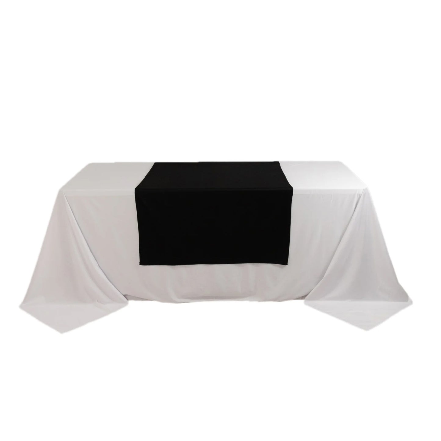 Black Scuba Polyester Wide Table Runner, Wrinkle Free Trade Show Table Runner - 36"x72"