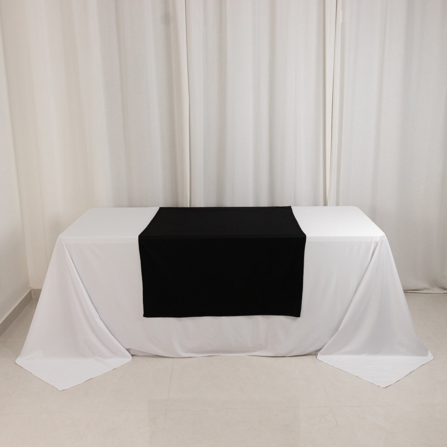 Black Premium Scuba Polyester Wide Table Runner, Wrinkle Free Trade Show Table Runner - 36"x72"