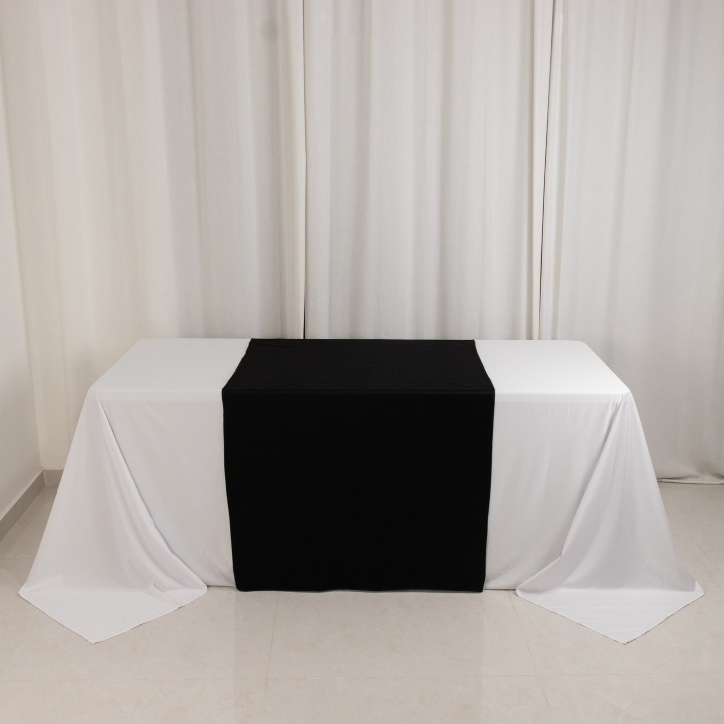 Black Premium Scuba Polyester Wide Table Runner, Wrinkle Free Trade Show Table Runner - 36"x72"