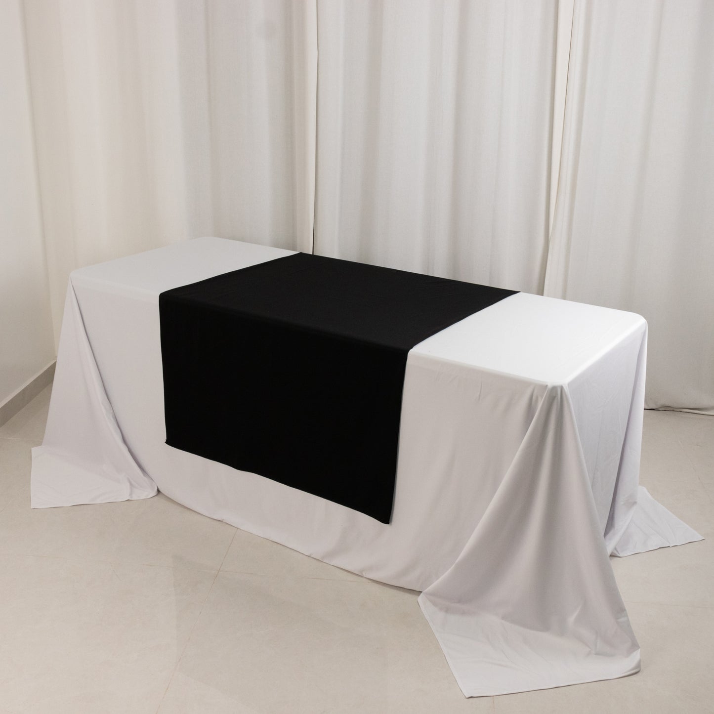 Black Premium Scuba Polyester Wide Table Runner, Wrinkle Free Trade Show Table Runner - 36"x72"