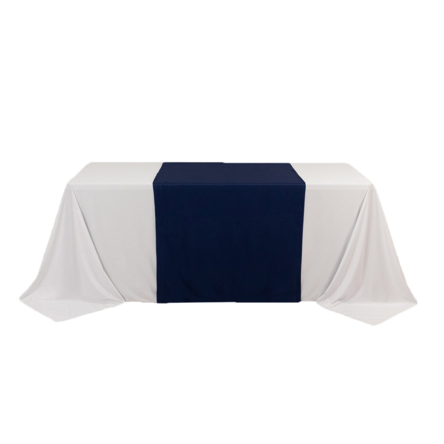 Navy Blue Scuba Polyester Wide Table Runner, Wrinkle Free Trade Show Table Runner - 36"x72"