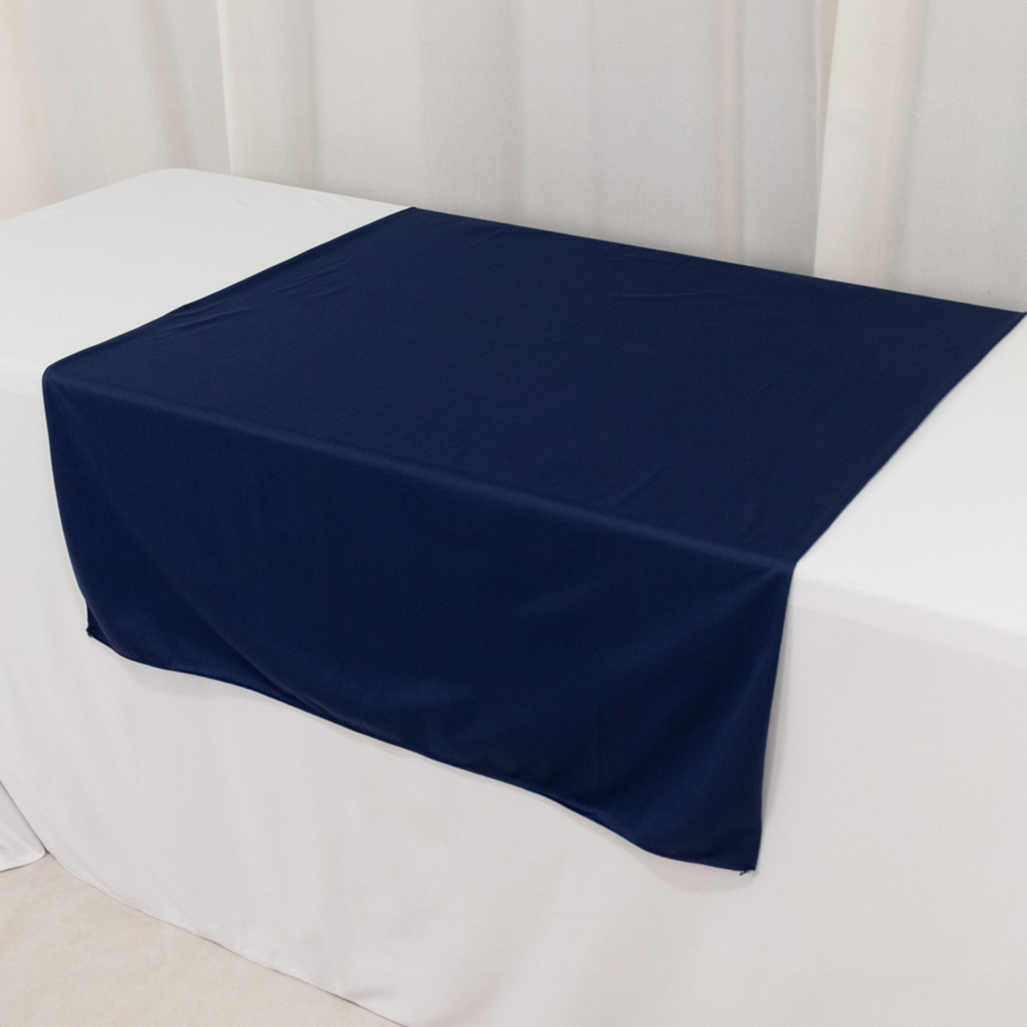 Navy Blue Scuba Polyester Wide Table Runner, Wrinkle Free Trade Show Table Runner - 36"x72"
