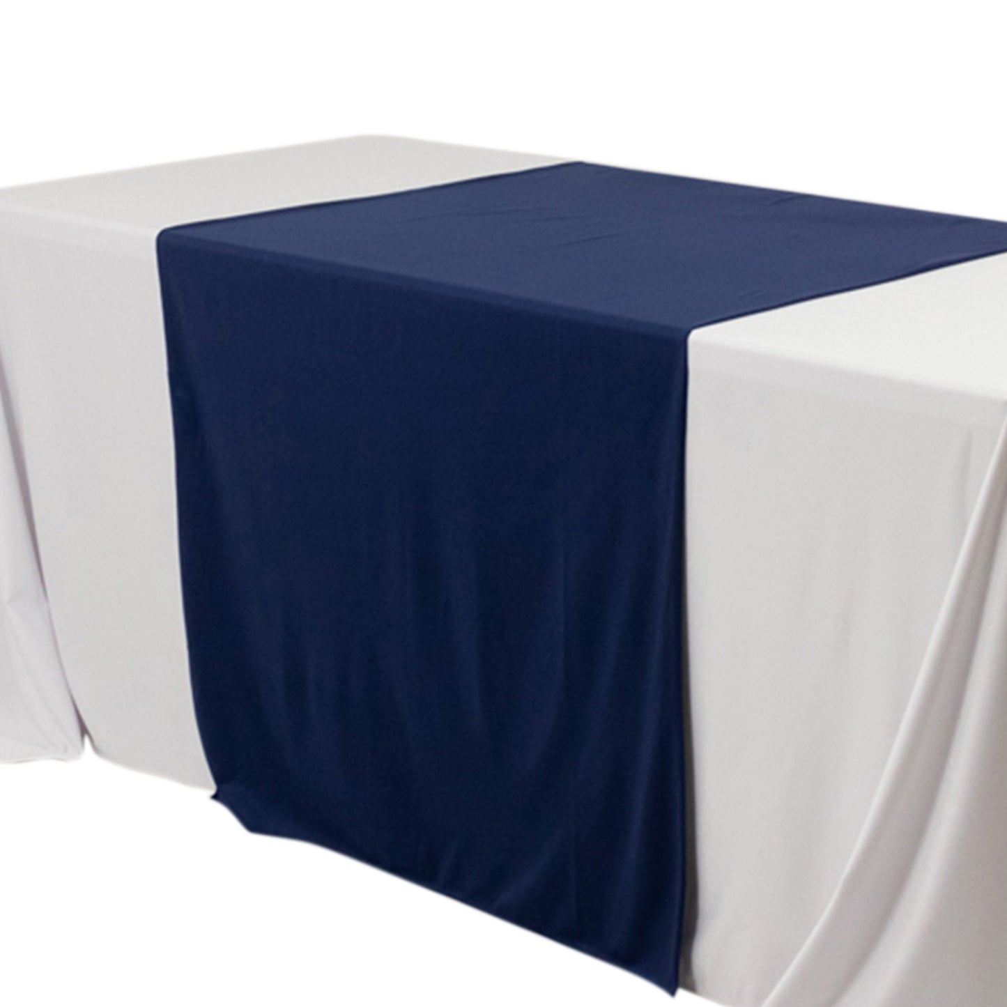 Navy Blue Premium Scuba Polyester Wide Table Runner, Wrinkle Free Trade Show Table Runner - 36"x72"