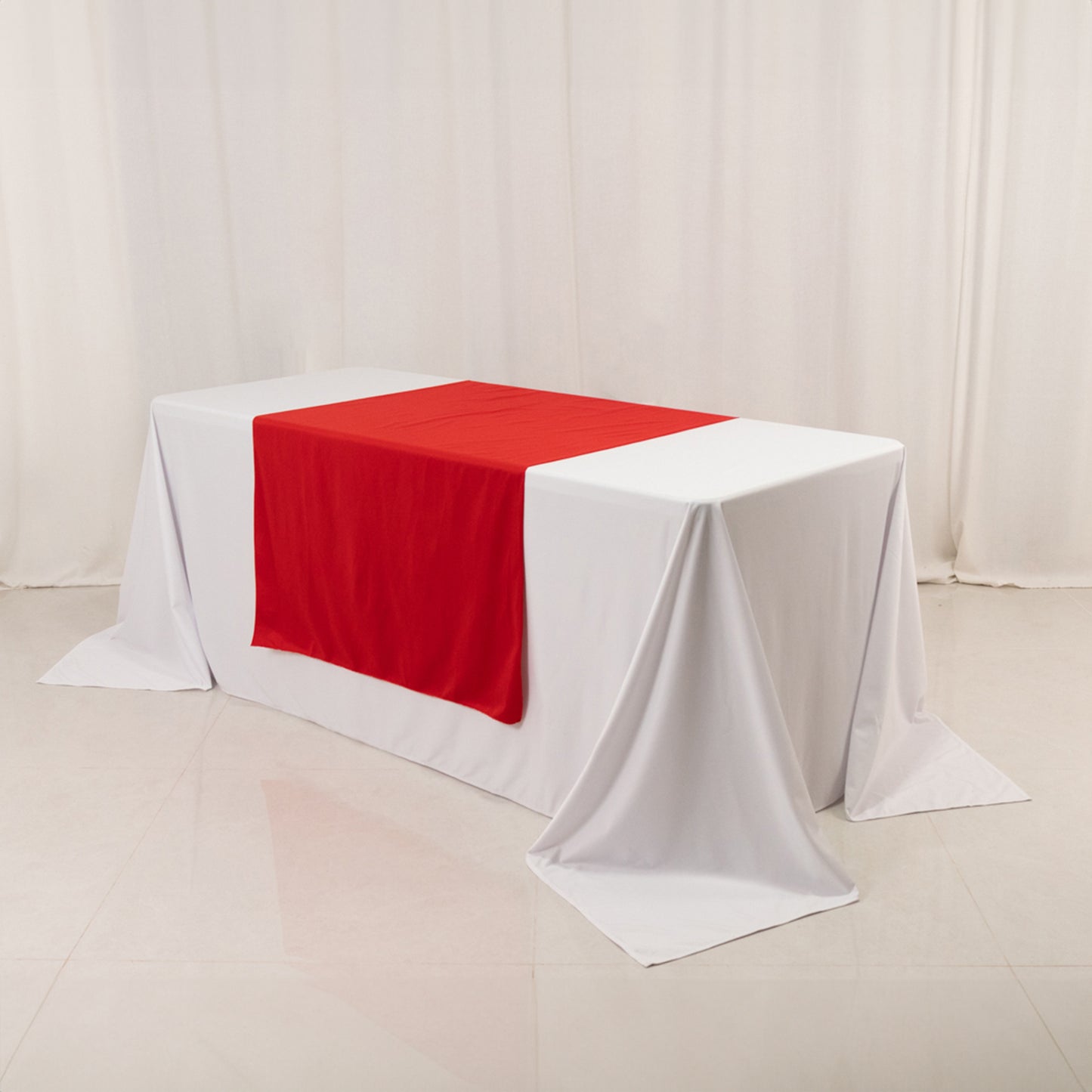 Red Premium Scuba Polyester Wide Table Runner, Wrinkle Free Trade Show Table Runner - 36"x72"