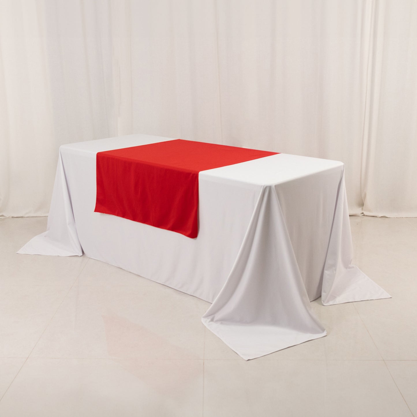 Red Premium Scuba Polyester Wide Table Runner, Wrinkle Free Trade Show Table Runner - 36"x72"