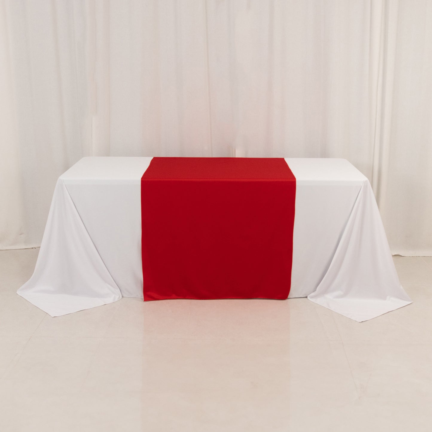 Red Premium Scuba Polyester Wide Table Runner, Wrinkle Free Trade Show Table Runner - 36"x72"