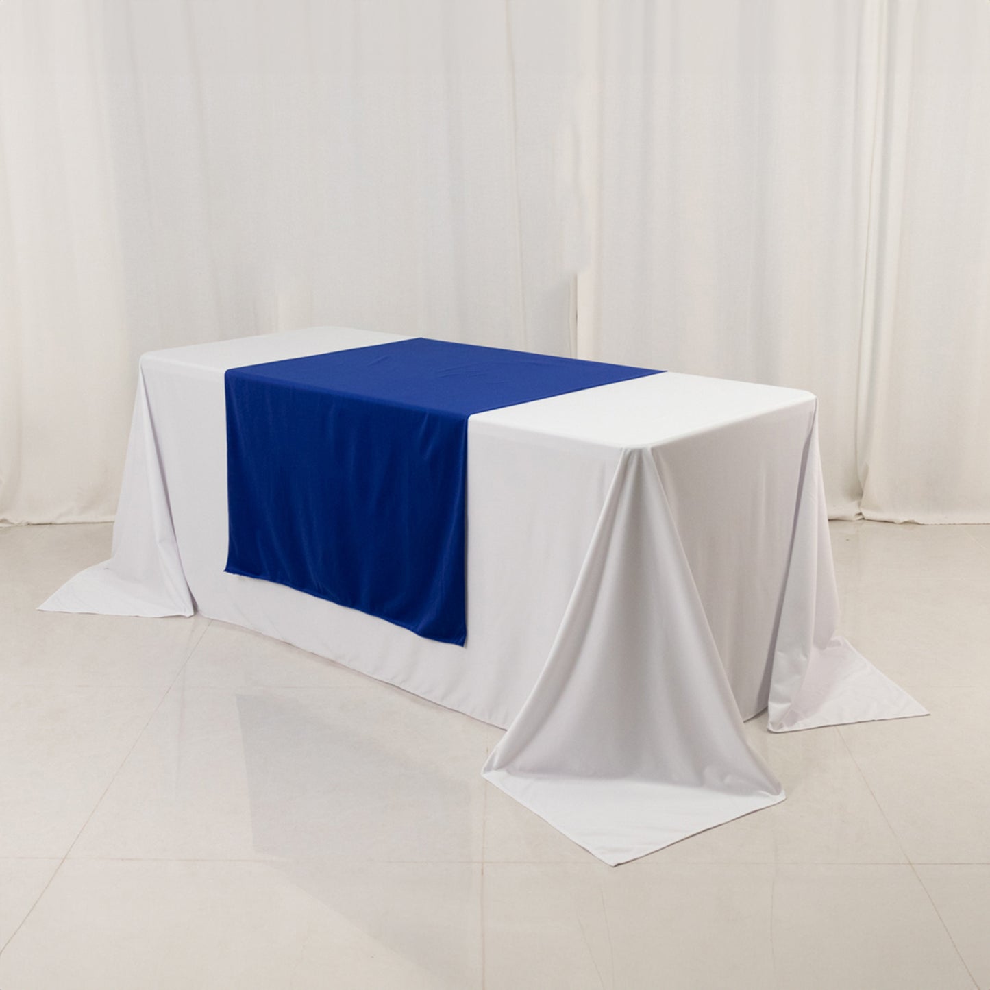 Royal Blue Scuba Polyester Wide Table Runner, Wrinkle Free Trade Show Table Runner - 36"x72"