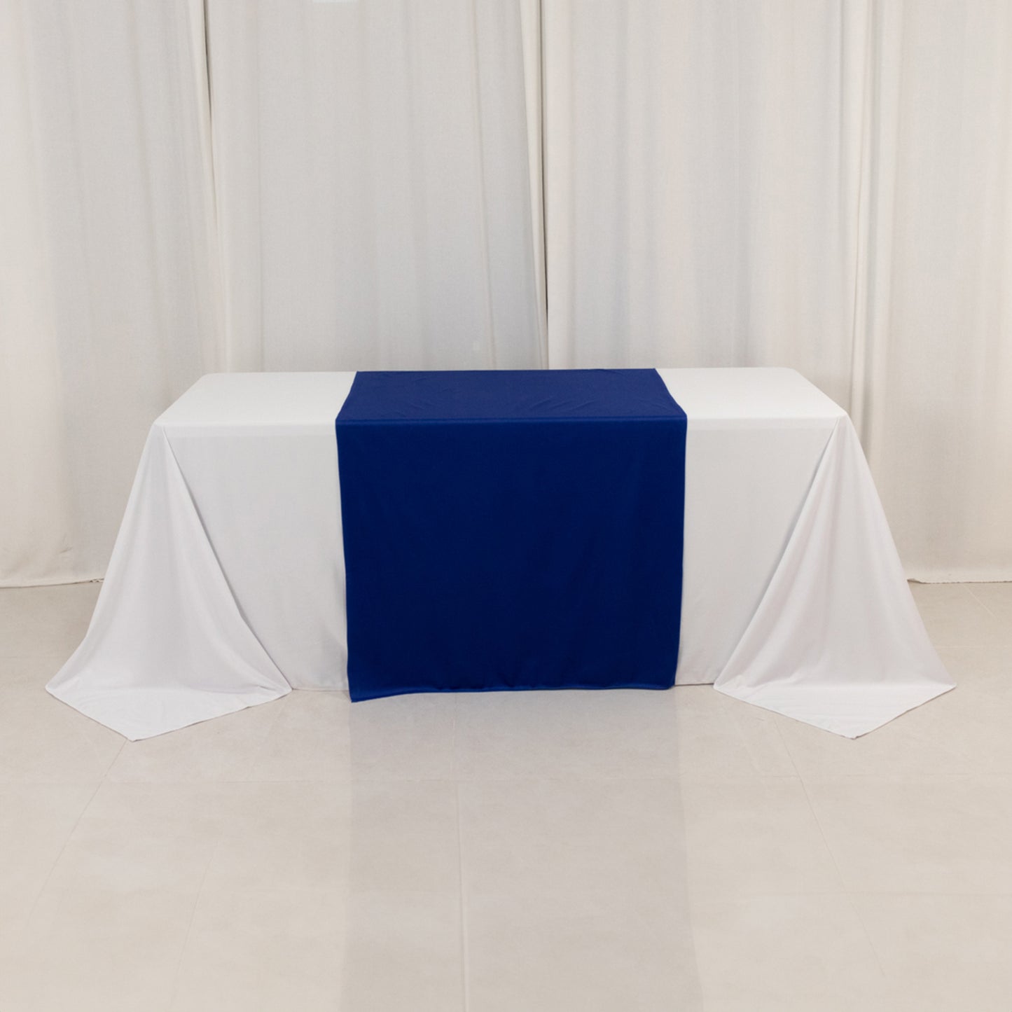 Royal Blue Scuba Polyester Wide Table Runner, Wrinkle Free Trade Show Table Runner - 36"x72"