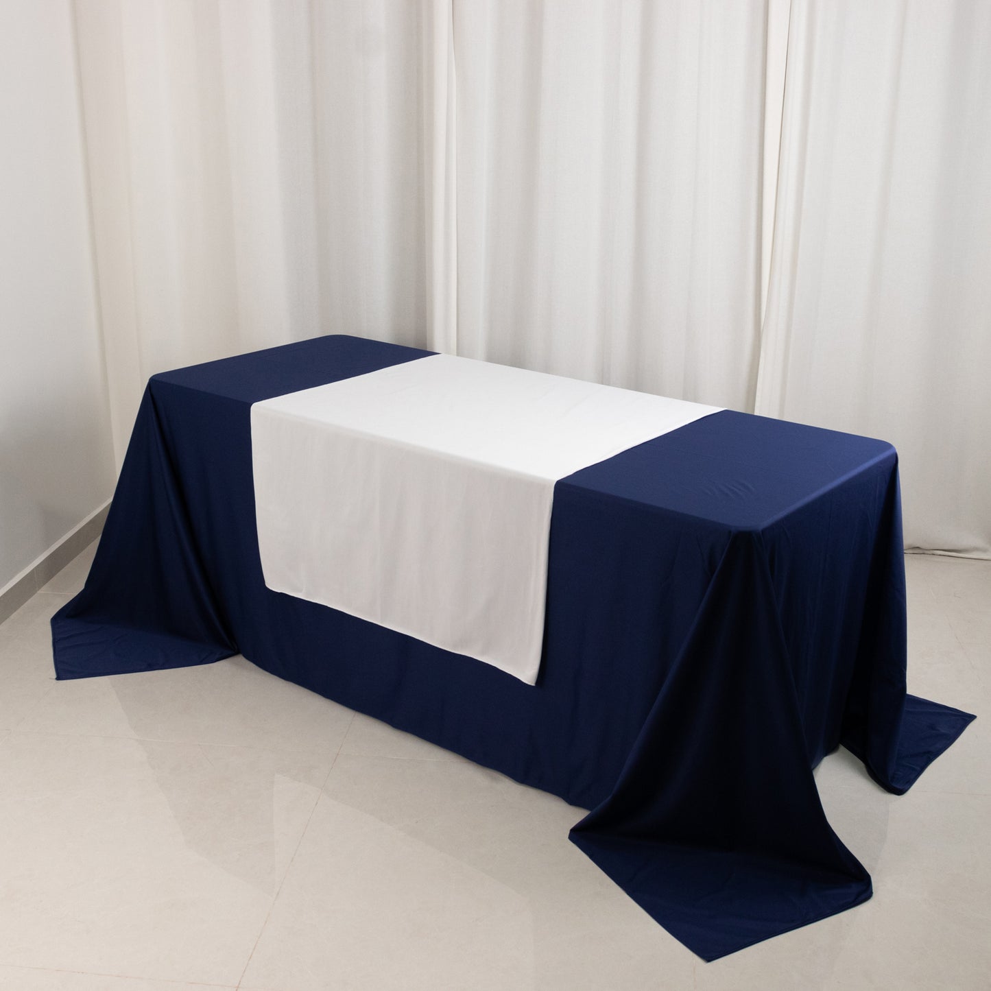 White Premium Scuba Polyester Wide Table Runner, Wrinkle Free Trade Show Table Runner - 36"x72"