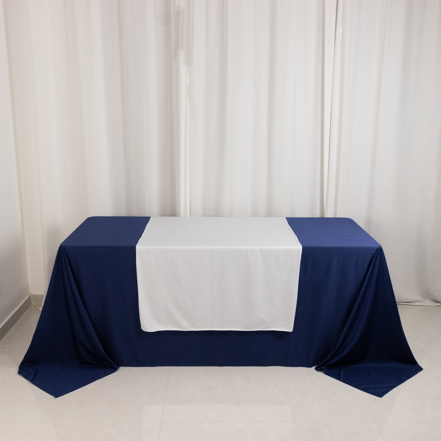 White Premium Scuba Polyester Wide Table Runner, Wrinkle Free Trade Show Table Runner - 36"x72"