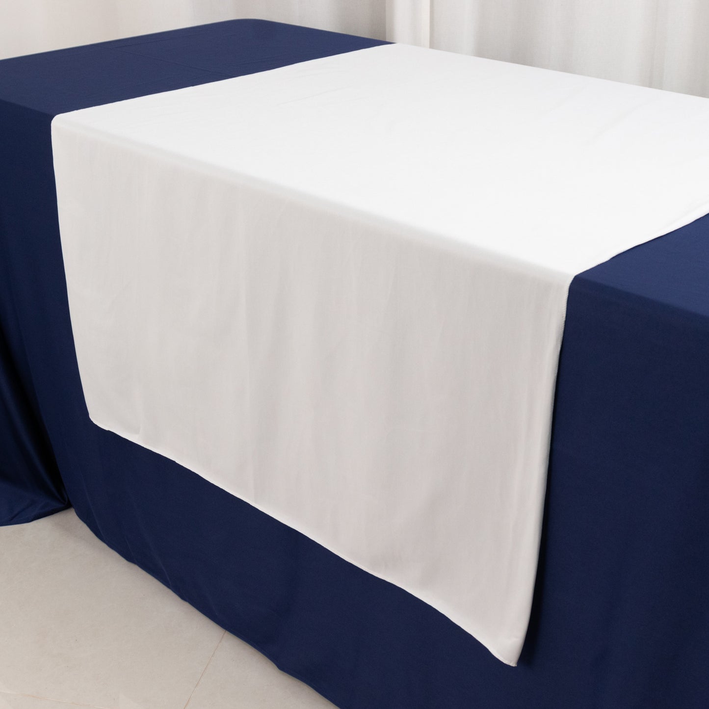 White Premium Scuba Polyester Wide Table Runner, Wrinkle Free Trade Show Table Runner - 36"x72"