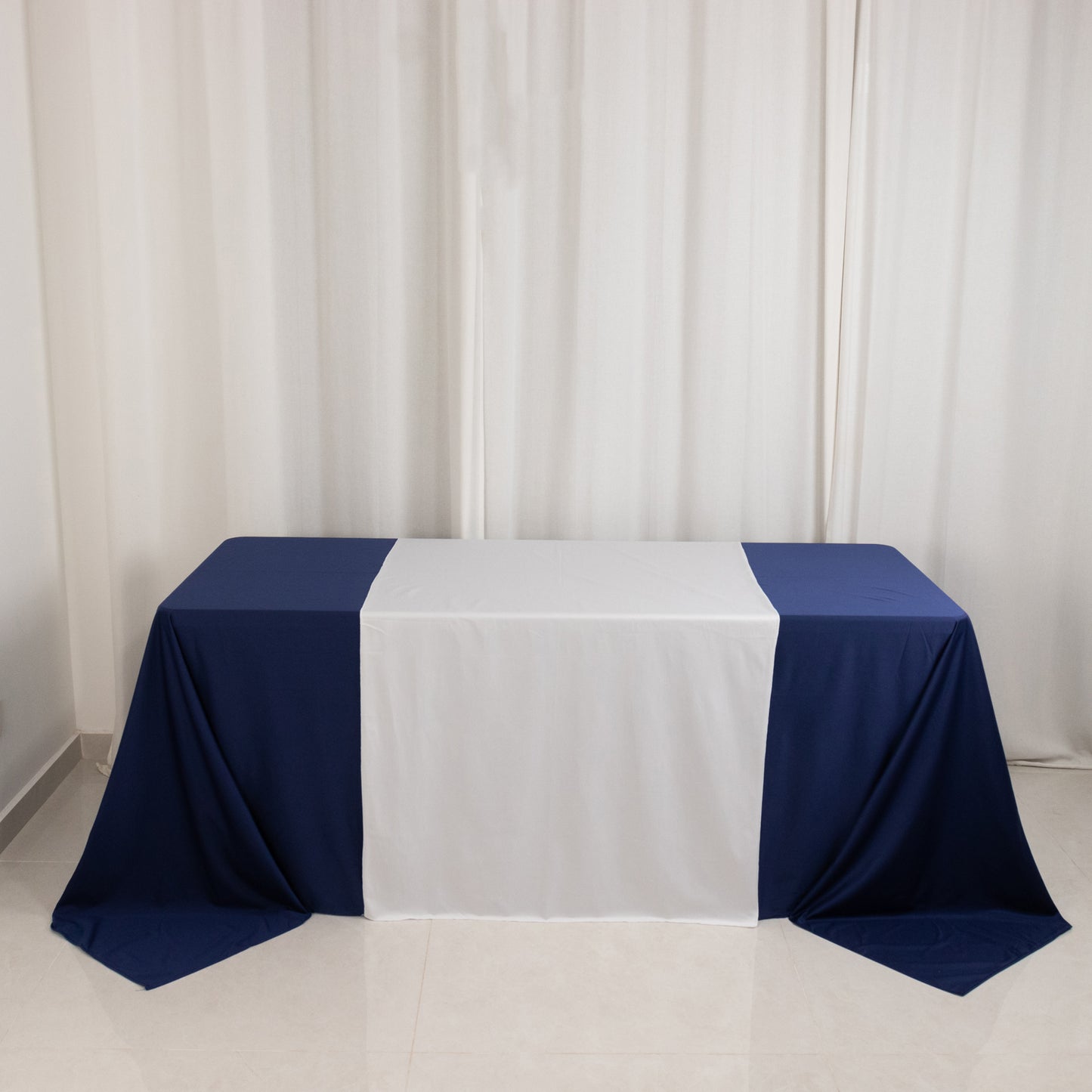 White Premium Scuba Polyester Wide Table Runner, Wrinkle Free Trade Show Table Runner - 36"x72"