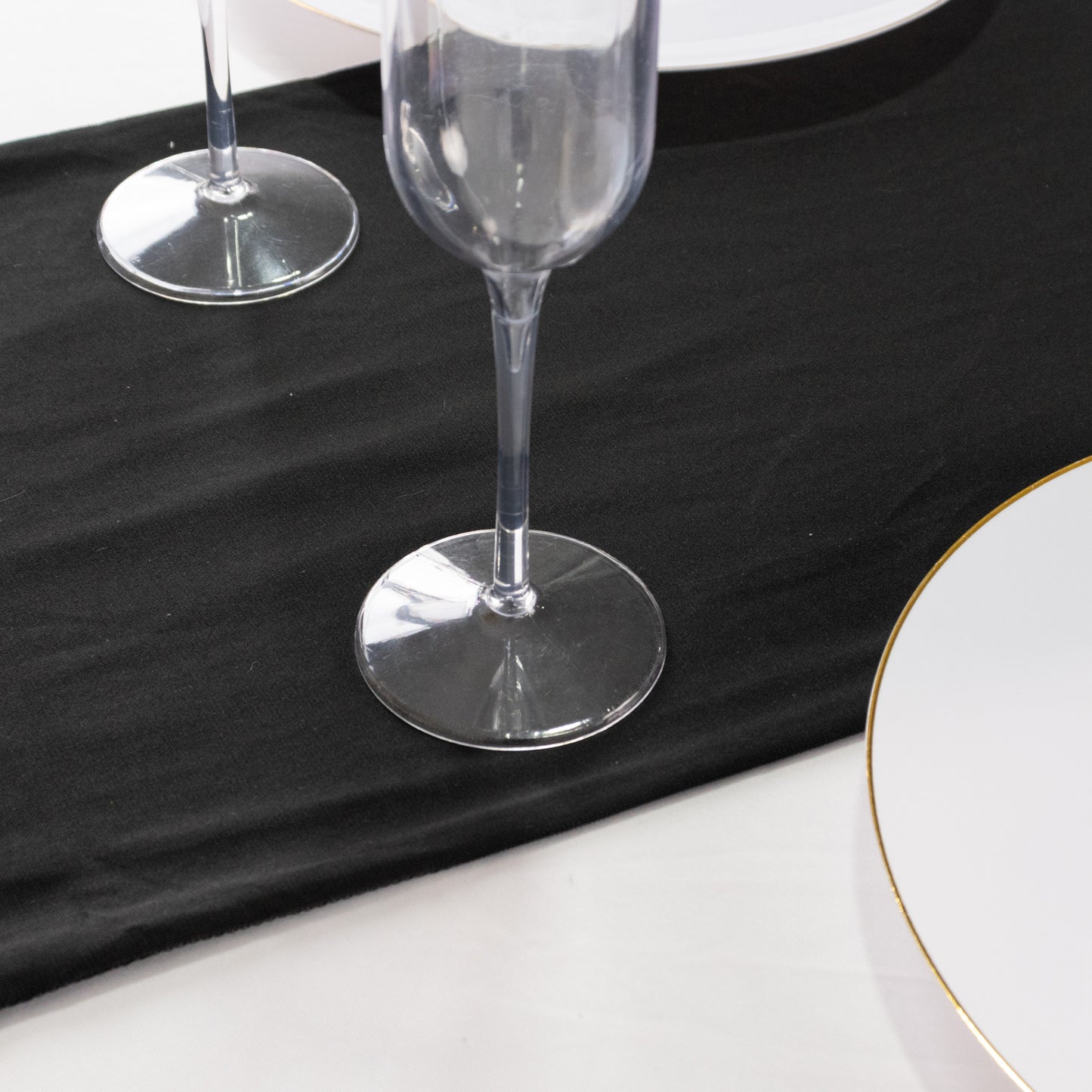 Black Premium Scuba Polyester Table Runner, Wrinkle Free Table Linen - 12"x108"