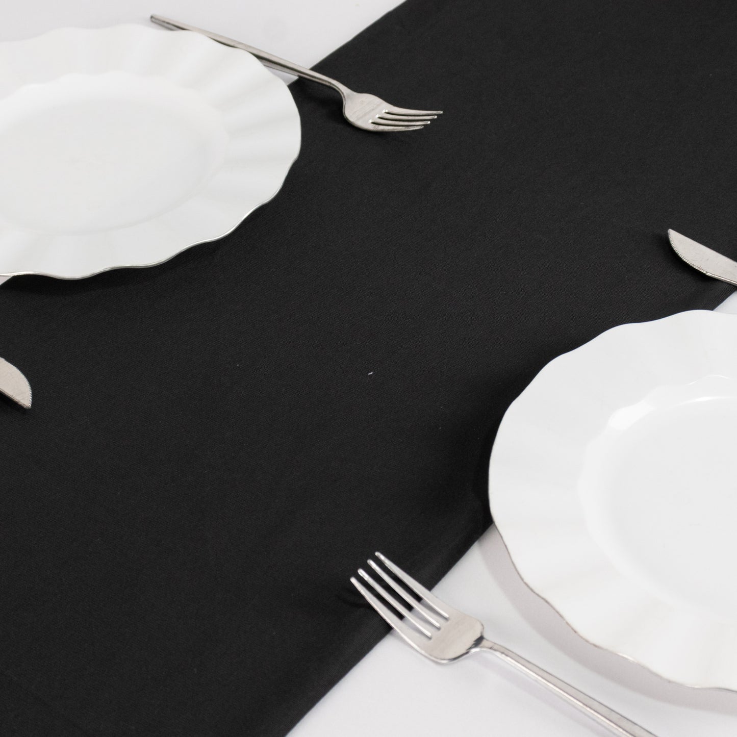 Black Premium Scuba Polyester Table Runner, Wrinkle Free Table Linen - 12"x108"