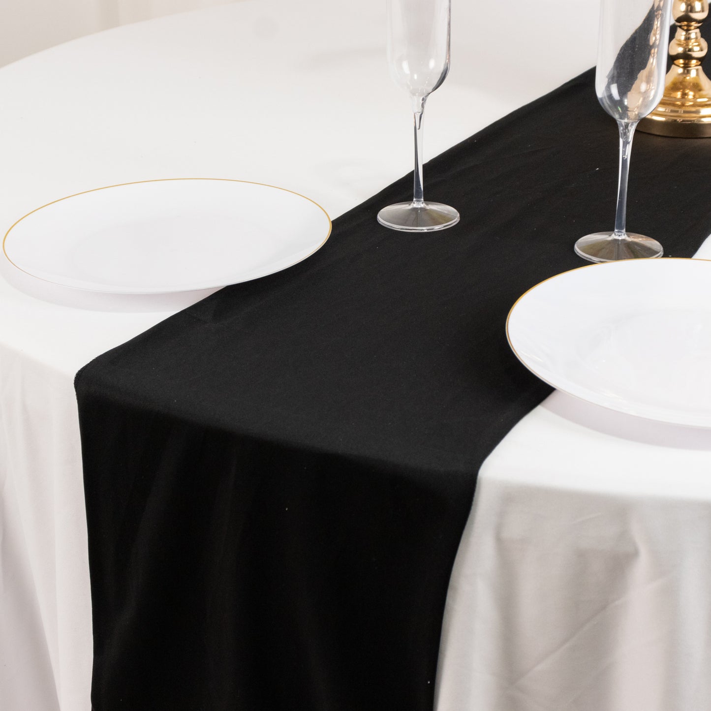 Black Premium Scuba Polyester Table Runner, Wrinkle Free Table Linen - 12"x108"