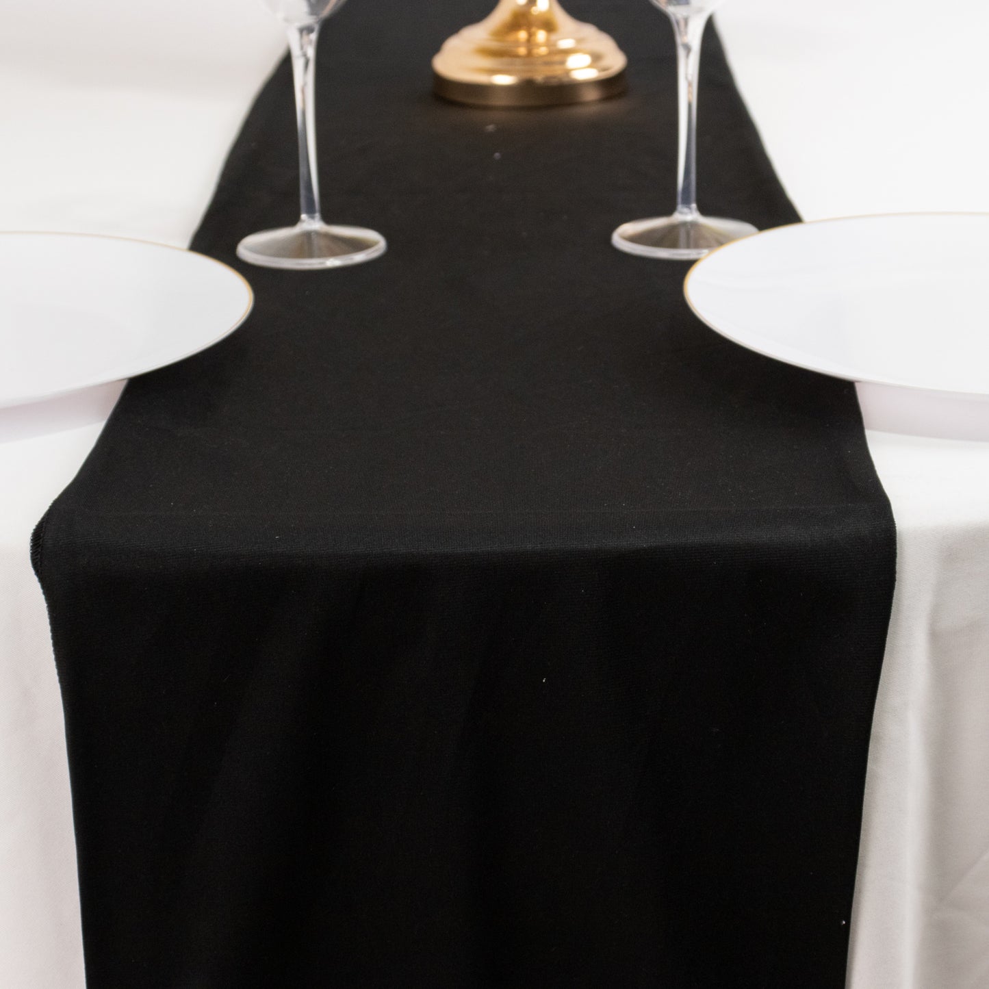 Black Premium Scuba Polyester Table Runner, Wrinkle Free Table Linen - 12"x108"