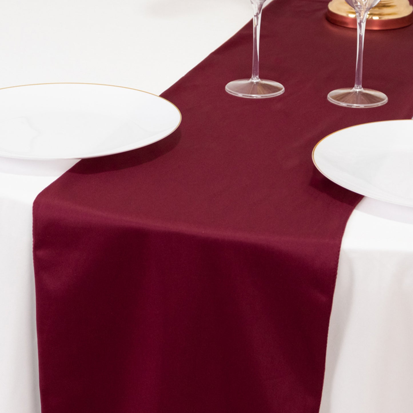 Burgundy Scuba Polyester Table Runner, Wrinkle Free Table Linen - 12"x108"